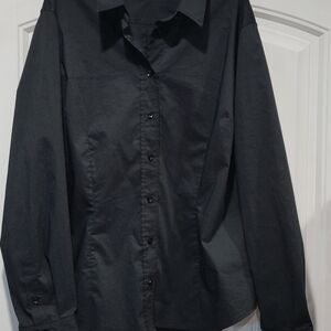 Women's New York & Company Black Button Down Shirt